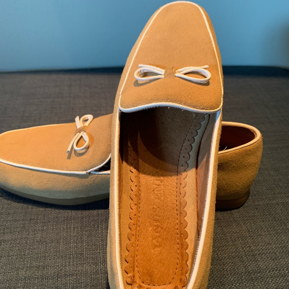 LandsEnd loafers in a beige mustard tan color